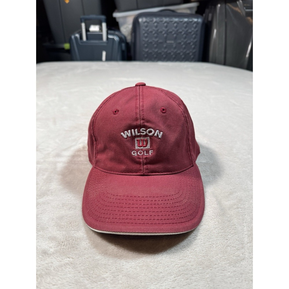 Vintage Wilson Golf Hat Strapback Dad Cap Mens Burgundy Y2K Golfing Outdoor